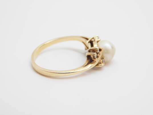 14K Yellow Gold 0.10 CTTW Diamond & Pearl Ring- For Repair 2.5g image number 4