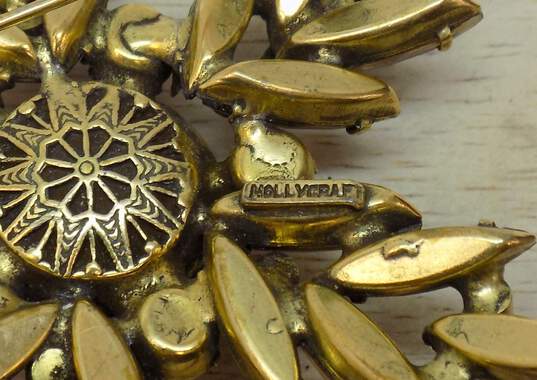 Vintage Hollycraft Gold Tone Brown Crystal Snowflake Brooch 32.7g image number 3