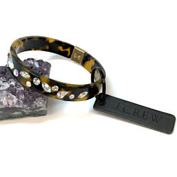 Designer J. Crew Gold-Tone Tortoise Shell Clear Rhinestone Bangle Bracelet