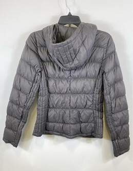 Michael Kors Womens Gray Pockets Long Sleeve Hooded Full Zip Puffer Jacker Sz S alternative image