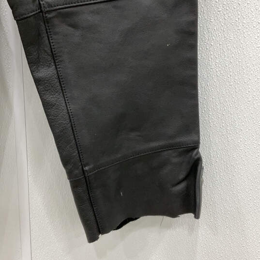 Mens Black Leather Adjustable Strap Side Zip Motorcycle Chaps Size Large image number 5