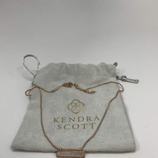 Designer Kendra Scott Gold-Tone Chain Druzy Quartz Leanor Pendant Necklace image number 1