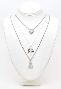 Romantic 925 Cubic Zirconia Heart Cross Angel Wing Pendant Necklaces & Earrings alternative image