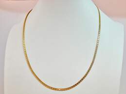 14K Yellow Gold Hearts Stamped Herringbone Chain Necklace 4.6g alternative image