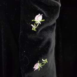 Oscar de la Renta Womens Black Floral Embroidered Robe Sz S AUTHENTICATED alternative image