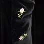 Oscar de la Renta Womens Black Floral Embroidered Robe Sz S AUTHENTICATED image number 2