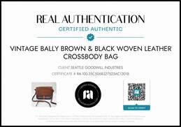 Vintage Bally Brown & Black Woven Leather Crossbody Bag w/COA alternative image