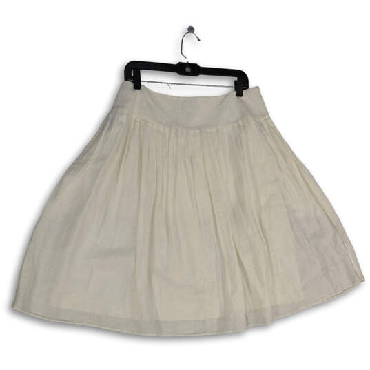 Womens White Pleated Elastic Waist Short Pull-On A-Line Skirt Size 12 image number 1