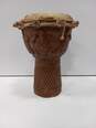 Wooden Hand Carved Peg Bongo Drum Turtle Detail African Folk Art 9" image number 2