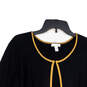 Womens Black Tan Tight-Knit Long Sleeve Cardigan Sweater Size XL image number 3