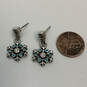 Designer Brighton Silver-Tone Blue Stone Snowflake Classic Drop Earrings image number 3