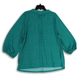NWT Womens Green Polka Dot Ruffle Neck 3/4 Sleeve Pullover Blouse Top Sz 3X alternative image