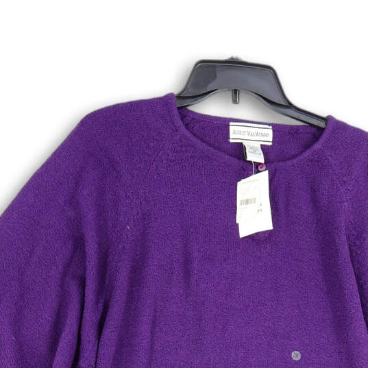 NWT Womens Purple Tight-Knit Long Sleeve Henley Sweater Size 2X image number 3