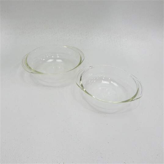 (2) Pyrex Clear Glass Round Casserole Dishes image number 1