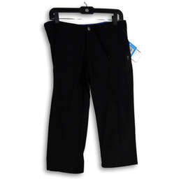 NWT Womens Black Flat Front Pockets Straight Leg Hiking Capri Pants Sz 4/36
