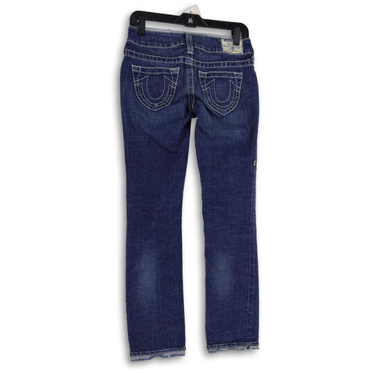 Womens Blue Denim Medium Wash 5-Pocket Design Straight Leg Jeans Size 25 image number 2