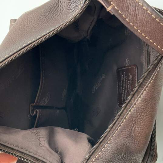 Womens Brown Leather Zipper Pockets Shoulder Bag Purse image number 6