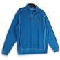 Mens Blue Mock Neck Long Sleeve Quarter Zip Pullover Sweater Size L image number 4