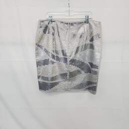 White House Black Market Gray Cotton Sequin Embellished Skirt WM Size 8 alternative image