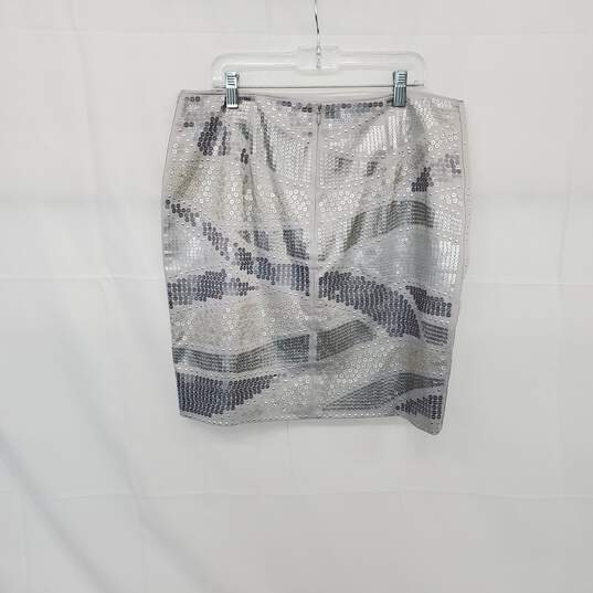 White House Black Market Gray Cotton Sequin Embellished Skirt WM Size 8 image number 2
