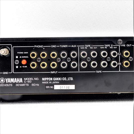 VNTG Yamaha Brand C-60 Model Natural Sound Stereo Control Amplifier w/ Cable image number 6