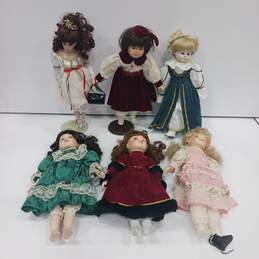 Bundle of 6 Assorted Porcelain Dolls