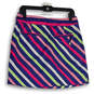 Womens Multicolor Striped Flat Front Back Zip Mini Athletic Skort Size 6 image number 2
