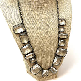 Designer J. Crew Silver-Tone Chain Crystal Cut Stone Statement Necklace