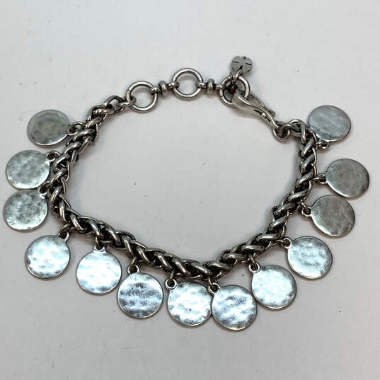 Designer Lucky Brand Silver-Tone Chain Extender Round Charm Bracelet image number 2