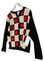 NWT Womens Black Check Long Sleeve Embroidered Cardigan Sweater Size Large image number 3