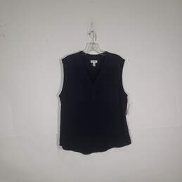 Womens Chest Pockets V-Neck Sleeveless Pullover Blouse Top Size XL