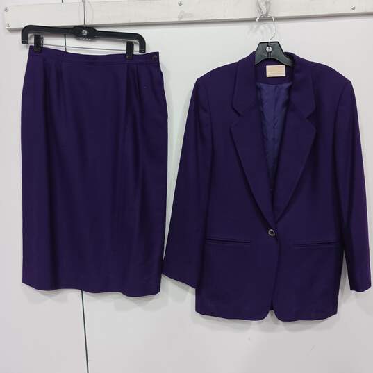 Pendleton Purple Wool 2pc Skirt Suit Women's Size 10 image number 2