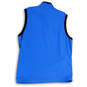 Mens Blue Black Sleeveless Mock Neck 1/4 Zip Golf Vest Size Large image number 2