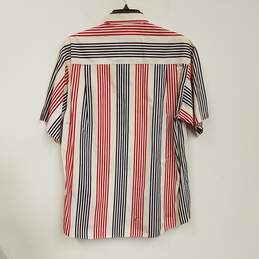 Mens Multicolor Cotton Striped Short Sleeve Collared Button Up Shirt Size M alternative image
