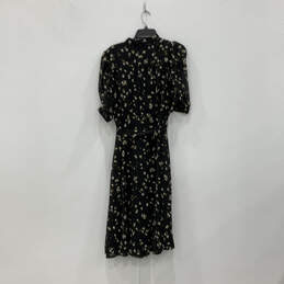 NWT Womens Black White Floral Puff Sleeve Button Front Shirt Dress Size 16 alternative image