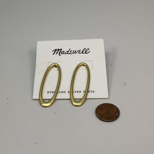 Designer Madewell Gold-Tone Classic Plain Oval Shape Hoop Earrings image number 1