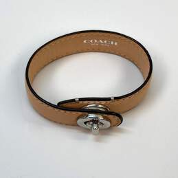 Designer Coach Beige Signature Leather Turnlock Fashion Wrap Bracelet alternative image