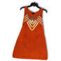 Womens Orange Beaded Sequin Knitted Sleeveless Sweater Tank Top Size XL image number 1