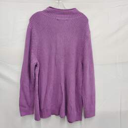 NWT Karen Scott Lavender Plum Rosette 100% Cotton Crewneck Sweater Size 3X alternative image