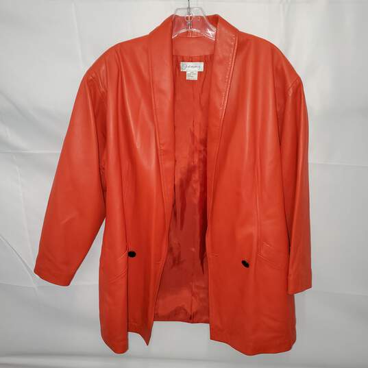 Jenny Red Leather Button Up Jacket No Size image number 1