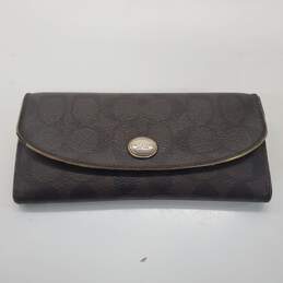 Coach Vintage Brown Coated Canvas Checkbook Wallet