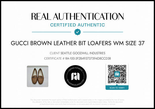 Gucci Brown Leather Bit Loafers Women's Size 6.5 AUTHENTICATED image number 2