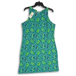 NWT Jean-Pierre Klifa Paris Womens Green Blue Floral Sleeveless Shift Dress Sz L