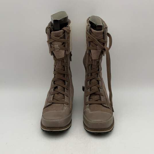 The North Face Womens Gray Leather Side Zip Moc Toe Winter Boots Size 7.5 image number 1