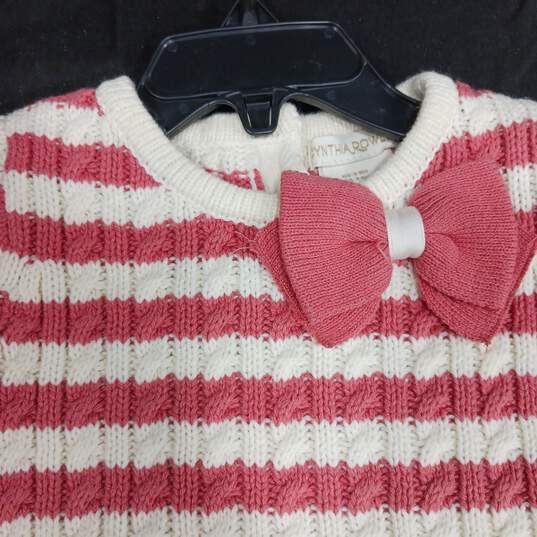 NWT Baby Girl Pink White Striped Sweater Dress With Matching Tights Size 3-6 M image number 3