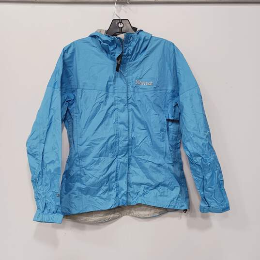 Marmot Women's Blue Full Zip Hooded Windbreaker Jacket Size S image number 1