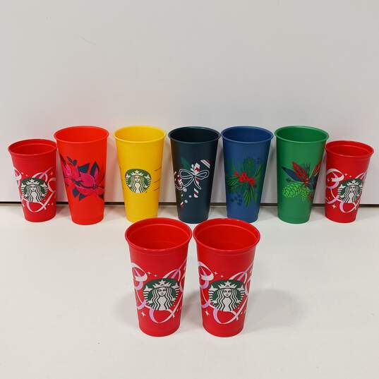 Bundle of Nine Assorted Starbucks Cups image number 1