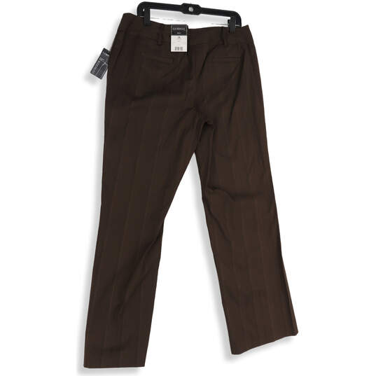 NWT Womens Brown Flat Front Stretch Pockets Straight Leg Dress Pants Sz 16 image number 2