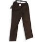 NWT Womens Brown Flat Front Stretch Pockets Straight Leg Dress Pants Sz 16 image number 2