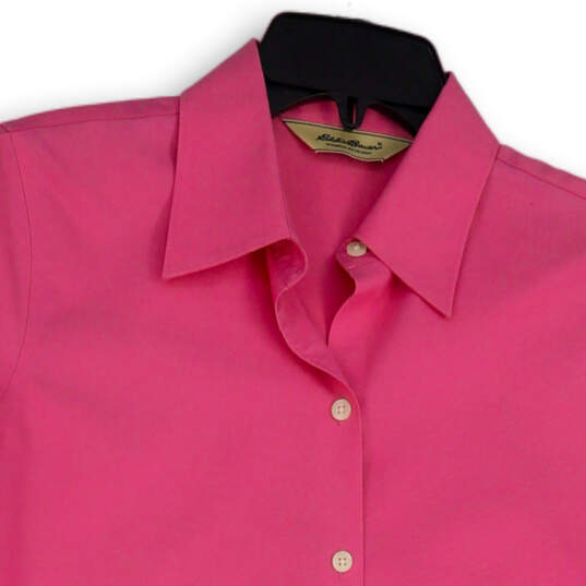 Womens Pink Short Sleeve Spread Collar Button-Up Shirt Size Small image number 4